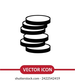 Coins icon vector simple flat illustration on white background..eps