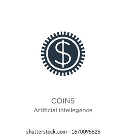 Coins icon vector. Trendy flat coins icon from artificial intelligence collection isolated on white background. Vector illustration can be used for web and mobile graphic design, logo, eps10