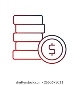 Icono de monedas con fondo blanco Ilustración de stock de Vector