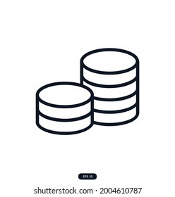 Münzen Symbole. E-Commerce-Symbol. С Sammlung von Web- und App-Icons für einen Online-Shop, Lieferung, Zahlung, Einkaufswagen, Online-Shopping. Vektor eps10