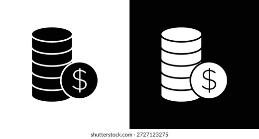 Concepto de Vector plano de iconos de monedas. Ilustraciones en blanco y negro