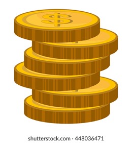 Coins icons isolated flat design, Business and money concept design.