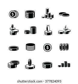 Coins Icons set 3d style.