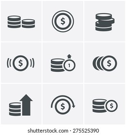 Coins Icons Set, Vector Design