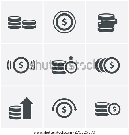 Coins Icons Set, Vector Design