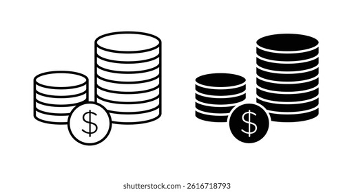 Coins icons set for website design
