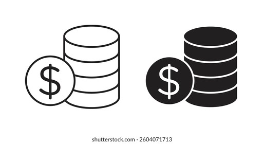 Coins icons. thin line vector icons