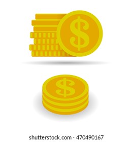 Coins, icons. Vector illustration