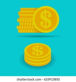 Coins, icons. Vector illustration