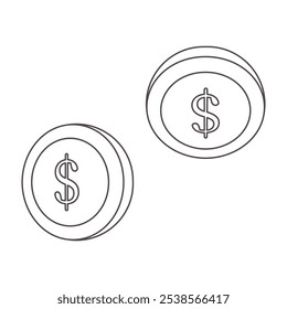 Coins illustration, money coins outline illustration 