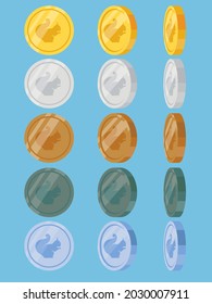 Coins with the image of a squirrel. A set of coins. Vector illustration