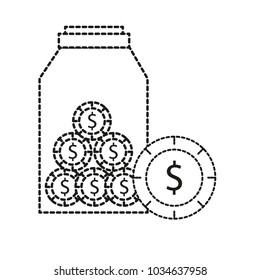 Coins inside jar design