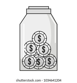Coins inside jar design