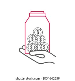 Coins inside jar design
