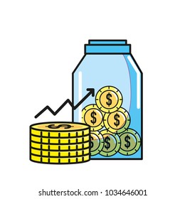 Coins inside jar design