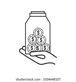 Coins inside jar design