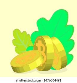  coins internet currency mining  cryptocurrency Bitcoin Blockchain Concept for web page Vector illustration banner