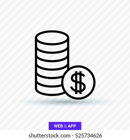 coins isolated minimal icon. money line vector icon for websites and mobile minimalistic flat design.