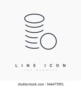 coins isolated minimal icon. money line vector icon for websites and mobile minimalistic flat design. 