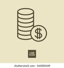 coins isolated minimal icon. money graph line vector icon for websites and mobile minimalistic flat design.
