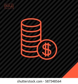coins isolated minimal icon. money graph line vector icon for websites and mobile minimalistic flat design.