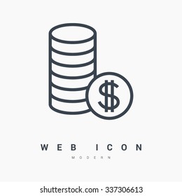 coins isolated minimal single flat linear icon. Line vector icon for websites and mobile minimalistic flat design. Modern trend concept design style illustration symbol