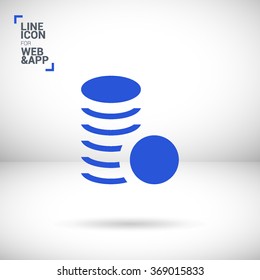 Coins isolated minimal single flat icon. Money line vector icon for websites and mobile minimalist flat design.