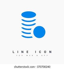 Coins isolated minimal single flat icon. Money line vector icon for websites and mobile minimalist flat design.