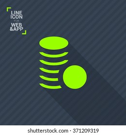 Coins isolated minimal single flat icon. Money line vector icon for websites and mobile minimalist flat design.