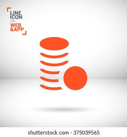 Coins isolated minimal single flat icon. Money line vector icon for websites and mobile minimalist flat design.
