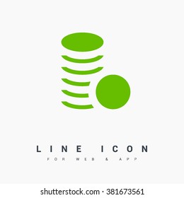 Coins isolated minimal single flat icon. Money line vector icon for websites and mobile minimalist flat design.