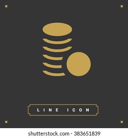Coins isolated minimal single flat icon. Money line vector icon for websites and mobile minimalist flat design.