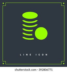 Coins isolated minimal single flat icon. Money line vector icon for websites and mobile minimalist flat design.