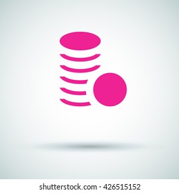 Coins isolated minimal single flat icon. Money line vector icon for websites and mobile minimalist flat design.