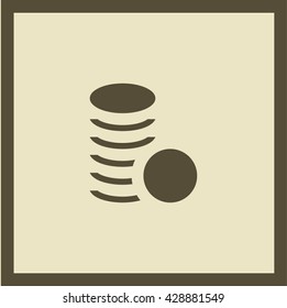 Coins isolated minimal single flat icon. Money line vector icon for websites and mobile minimalist flat design.