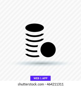 Coins isolated minimal single flat icon. Money line vector icon for websites and mobile minimalist flat design.