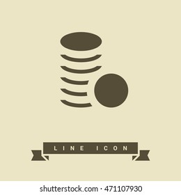 Coins isolated minimal single flat icon. Money line vector icon for websites and mobile minimalist flat design.