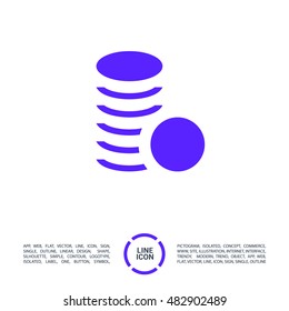 Coins isolated minimal single flat icon. Money line vector icon for websites and mobile minimalist flat design.