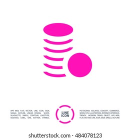 Coins isolated minimal single flat icon. Money line vector icon for websites and mobile minimalist flat design.