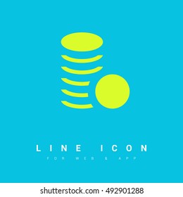 Coins isolated minimal single flat icon. Money line vector icon for websites and mobile minimalist flat design.
