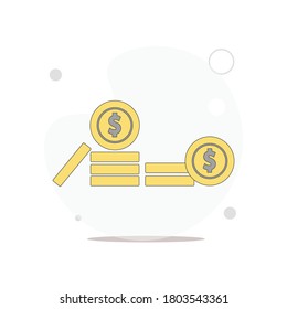 coins isolated vector flat illustration on white
