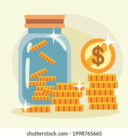 Coins jar of money design