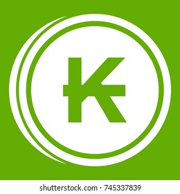 Coins lao kip icon white isolated on green background. Vector illustration