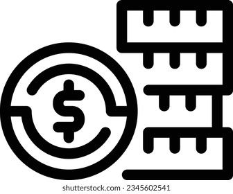 Icono de línea de monedas - Icono único, vector