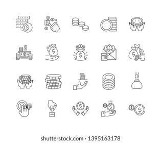 Coins line icons, signs, vector set, outline illustration concept 