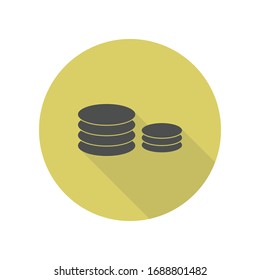 coins long shadow icon. Simple glyph, flat vector of web icons for ui and ux, website or mobile application