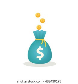 coins and money bag vector illustration