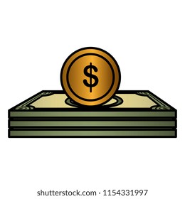 coins money with bills