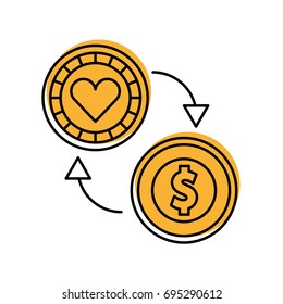 coins money with casino chip