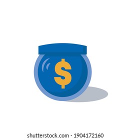 monedas, colección de dinero en el interior, ilustración vectorial plana